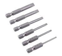 6pcs 50mm Embouts de Tournevis à Fente Tige Hexagonale S2 Alliage Tête Plate Pointe Magnétique Embouts de Tournevis à Fente