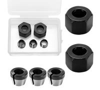 6Pcs Adaptateur Pince de Serrage pour Défonceuse 6mm 6.35mm 8mm avec 2 Écrous, Mandrin de Fraiseuse à Bois Haute Précision, Tête de Conversion Compatible avec Machine à Graver et Affleureuse