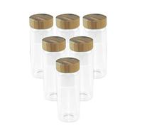 6pcs Bocaux en Verre Hermetiques150ml Bocal Verre Cuisine avec Double Couvercle la Couche Intérieure est une Couverture en Aluminium et la Couche Extérieure est une Couverture en Bambou