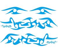 6pcs Car Stripes Decals Side Body Decals Long Vinyl Flame Decoration Stickers Blue