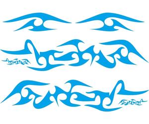 6pcs Car Stripes Decals Side Body Decals Long Vinyl Flame Decoration Stickers Blue