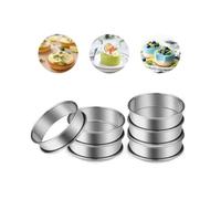 6Pcs Cercle Patisserie, 8CM Cercle Tartelette Round Muffin Rings AntiadhéSifs Moules Ronds Cuisson pour Desserts Biscuits - fy