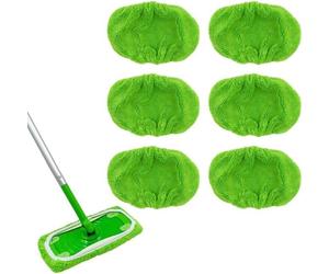 6PCS Chiffons de Sol, Lingettes Reutilisable Chiffons Compatible pour Swiffer Sweeper Mop,Convient pour l'essuyage à Tous Les Types