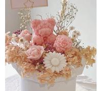 6pcs Couleur Aléatoire/4pcs/1 pièce, Bougie Ours Rose avec Nœud (Hauteur: 2.36in), Bougie Parfumée, Décoration Maison, Thème Animal Créatif, Fabriquée en Cire de Soja, Décoration Nœud, Mini Ornement, 