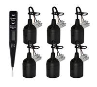 6Pcs Douille E27 noir, E27 Rénovation Douille, 250V 4A douille de lampe avec câble, Douille de Chantier, Edison suspension lampe, convertisseur Baïonnette pour Ampoules LED et Ampoules Halogènes.