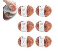 6Pcs Eponge Cuivre, Gratounette Cuivre, EpongeCuivre Vaisselle, Éponges À Vaisselle Encuivre Réutilisable, GrattoirCuivre Poele INOX, Boule De Nettoyage en Fil Decuivre pour Cuisine, Évier, Four, Gril