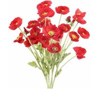 6PCS Fleur Artificielle Rouge Coquelicot Bouquet Fleur Artificielle en Soie pour Déco Fête de Noël Vase Maison Table Hiver-60 Label