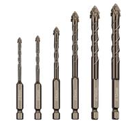 6PCS Foret Carrelage Foret Diamant Carrelage, Excentrique à Quatre Tranchants 4/5/6/8/10/12 mm Alliage d'Acier au Tungstène Utilisation Humide et Sèche pour Verre, Béton, Céramique, Métal, Bois