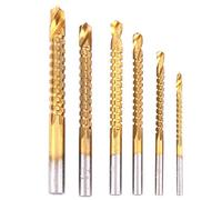 6Pcs HSS Saw & Drill Bits, Plated Twist Sawtooth Drill 3mm/4mm/5mm/6mm/6.5mm/8mm for Woodworking Wood Metal Cutting Hole Saw