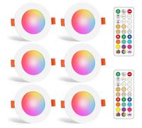 6PCS LED Spots Encastrables Ampoule RGB Couleur Changement Lampe Blanc Chaud 2700K de plafond du Jour Plafonnier Encastré 5W