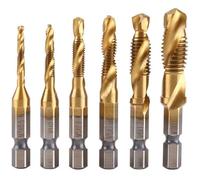 6pcs M3-M10 HSS Hex Shank Spiral filetage métrique Foret Fraise Mèche Perceuse Revêtu Drill Bit Outil