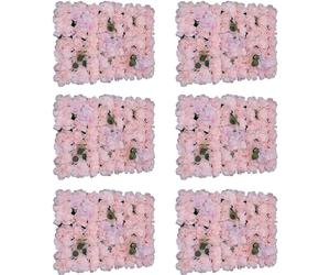 6pcs Mur de Fleurs Artificielles Mur de Roses 40x60cm Décoration Fleurs Artificielles DIY Beau Fond Décoration Rue Mariage Romantique Rose Clair Dahlia Eucalyptus