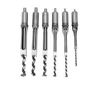 6Pcs Perceuse Trou Carré Bédane Burin Set, Forets à Mortaiser avec Foret Hélicoïdal, Bédanes Creux en Acier pour Transformation du Bois (1/4" 5/16" 3/8" 1/2" 9/16" 5/8" )
