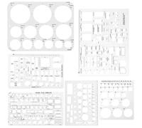 6pcs Pochoir Cercle pour Peinture, 6 Tailles en Plastique Pochoir Circulaire Flexible Pochoirs Géométriques Multifonctionnel Règle de Mesure de Dessin pour Bureau École Coffrage de Bâtiment