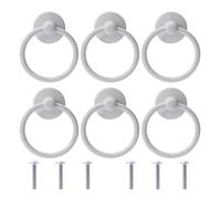 6Pcs Poignée de Tiroir Vintage Bouton de Meuble Poignées de Placard Métal Boutons D'anneau de Traction D'armoire pour Armoires Tiroirs (Blanc)