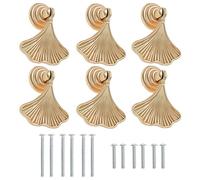 6pcs Poignées de Bouton en Forme de Feuille avec Vis Poignées de Porte en Feuille Poignées de Meubles Poignées Accessoires pour Armoires Tiroirs Bibliothèque, Or