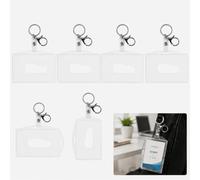 6PCS Porte Badges Plastique Transparentese, Porte Carte Transparent pour Carte d’Identité, Carte d’Accès, Carte de Bus et Porte Carte, Protege Carte avec Attache Porte-Clés
