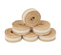 6pcs Rouleaux En Toile De Jute 2M/Roll Avec Dentelle De Hesse Pour Décoration De Mariage