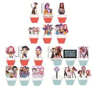 6Pcs/Set 3 Designs à Choisir 2026 Nouveau K-Pop D-Emon Hunter Girl Group Pics à Cupcake Devil Hunting Squad Exorciste Chasseur Idole Lightstick Décoration de Gâteau pour Rassemblement de Fans Fête d'A