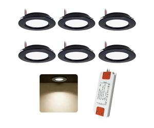 6pcs Spot LED Encastrable 12V Salle de Bain Plafond 3W Noir Neutre 4000K | Diamètre de Perçage Ø55-60mm Plat Lampe, Pour Sdb Plafonnier Hotte De Cuisine Meuble Étagère De Garde-Robe Camping Car Bateau