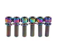 6PCS Vis de Tige de Bicyclette Vis de Tige de Tige de Vélo en Alliage Titane Vis Top Cap Bolt avec Jeu de Rondelles pour Potence VTT