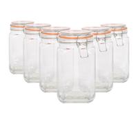 6x 1.25L Bocal en Verre Carré avec Couvercles Hermétique Stockage Aliments Boîte