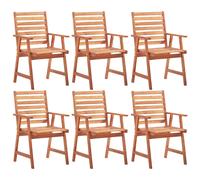 6x Acacia Massif Chaises de Salle à Manger d'Extérieur Dîner Jardin vidaXL