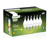Lumiled Lot de 6 ampoules LED BA35 E14 - 7 W (équivalent à 60 W) - 806 lm - Filament laiteux - En verre - Forme de bougie - 4000 K - Blanc neutre - Angle d'éclairage 360°