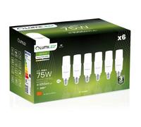 Lumiled Lot de 6 ampoules LED E14 en forme de tige - 10 W (75 W) - 1055 lm - Blanc neutre - 4000 K - Ampoule à économie d'énergie - Éclairage anti-éblouissement - Pour lampe de lecture T45