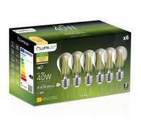 6x Ampoule LED E27 A60 4W = 40W 470lm 3000K Blanc chaud 360° FILAMENT LUMILED