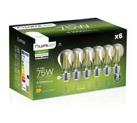 Lumiled Lot de 6 ampoules LED A60 E27, 8 W (équivalent à 75 W), 1055 lm, filament transparent classique, culot E27, 4000 K, blanc neutre, angle d'éclairage 360°, ampoule vintage