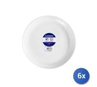 6X Assiette En Verre Opale Pampille Blanche, Plat, 25Cm