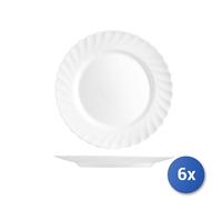 6x Assiette Plate En Verre Opale Trianon Blanc 24,5Cm