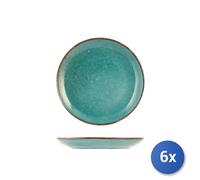 6X Assiettes À Fruits H&H Réactives En Grès, Ø 20,5 Cm, Bleu