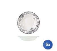 6X Assiettes Creuses H&H Mayfair En Porcelaine, Motif Gris Ø 22,5 Cm