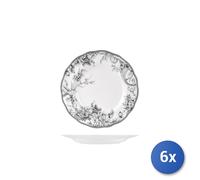 6X Assiettes Plates H&H Mayfair En Porcelaine, Motif Gris Ø 27,5 Cm