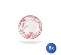 6X Assiettes Plates H&H Primrose En Porcelaine, Motif Rosé Ø 27,5 Cm