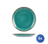 6X Assiettes Plates H&H Réactives En Grès, Ø 27 Cm, Bleu