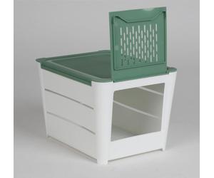 6x bacs à pommes de terre en plastique 26x20x18cm couvercle blanc vert bacs à légumes