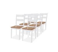 6x Bois d'Hévéa Chaises de Salle à Manger Chaises de Repas Chaises à Dîner Sièges de Cuisine Meubles de Cuisine Intérieur Blanc 275061