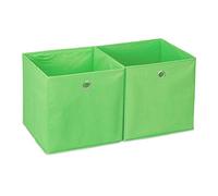 6x boîtes de rangement, carrées; en tissu, Cubique, 30x30x30 cm, vert | Rangement pour étagère, boîte en tissu de forme cubique 30 x 30 x 30 cm
