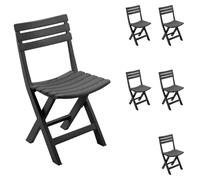 6x Chaise de jardin Chaise de camping pliante Plastique Anthracite Résistant aux intempéries