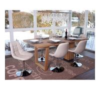 6x chaise de salle à manger Cascina, fauteuil pitovante, chrome similicuir crème
