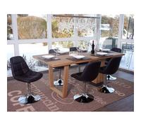 6x chaise de salle à manger Cascina, fauteuil pitovante, chrome similicuir marron
