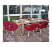 6x Chaise De Salle À Manger Hwc-A50 Ii, Fauteuil, Design Rétro Des Années 50 Tissu, Rouge Pourpre Rouge