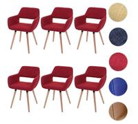 6x chaise de salle à manger HWC-A50 II tissu rouge pourpre