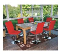 6x chaise de salle à manger HWC-C41, fauteuil, similicuir rouge