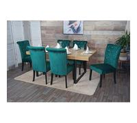 6x chaise de salle à manger HWC-D22, chaise de cuisine, rivets velours vert foncé, pieds noirs