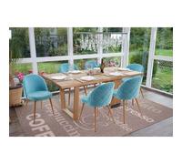6x chaise de salle à manger HWC-D53, fauteuil, style rétro années 50, en velours bleu turquoise