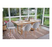 6x chaise de salle à manger HWC-D53, fauteuil, style rétro années 50, en velours gris clair